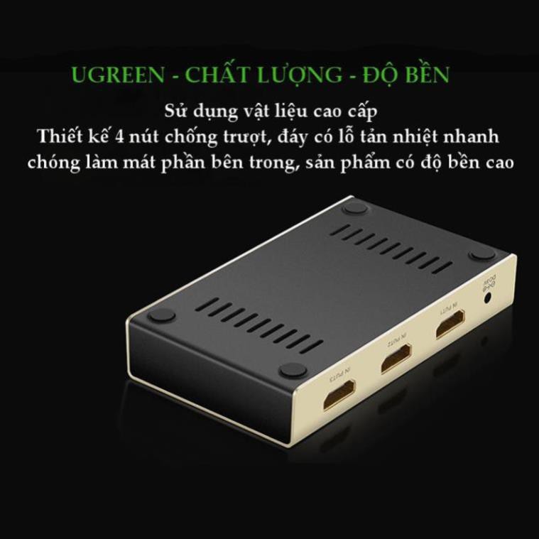 Bộ gộp HDMI 3 vào 1 ra cao cấp hỗ trợ 3D 4K chính hãng Ugreen 40278