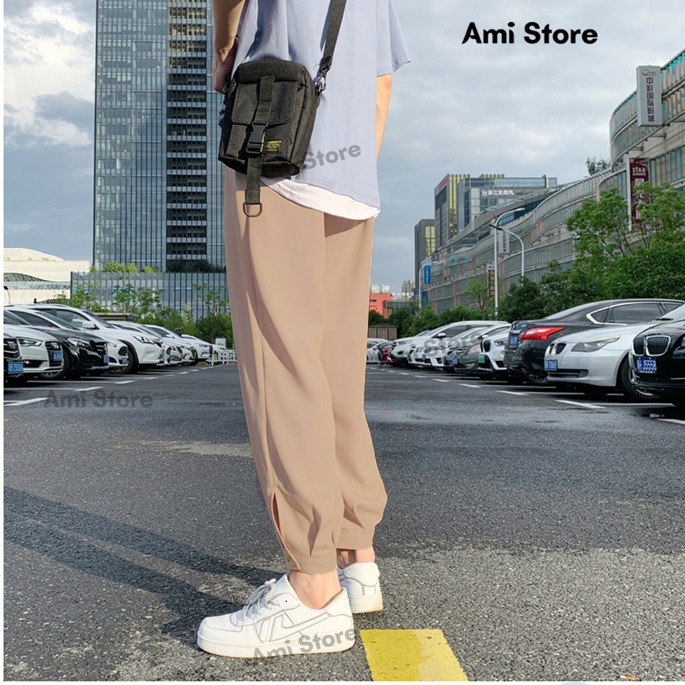 Quần tây/âu dáng baggy unisex quần vải cạp chun thoải mái, ống rộng big size phong cách Hàn Quốc QA02 Ami sto