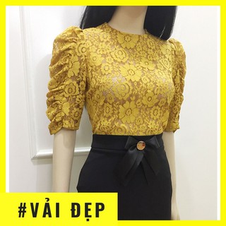 Áo ren màu vàng💖Freeship💖Có Clip - Áo ren tay lửng dự tiệc