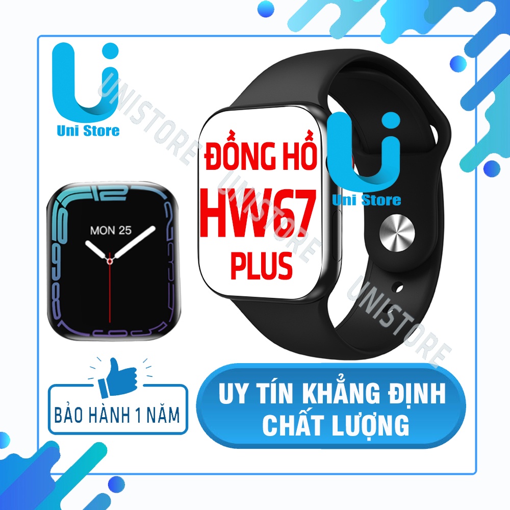 Đồng Hồ Thông Minh Hw67 Plus Bản Thép Màn Hình Tràn Viền Cảm Ứng Mượt Pin Trâu - BẢO HÀNH ĐỔI MỚI