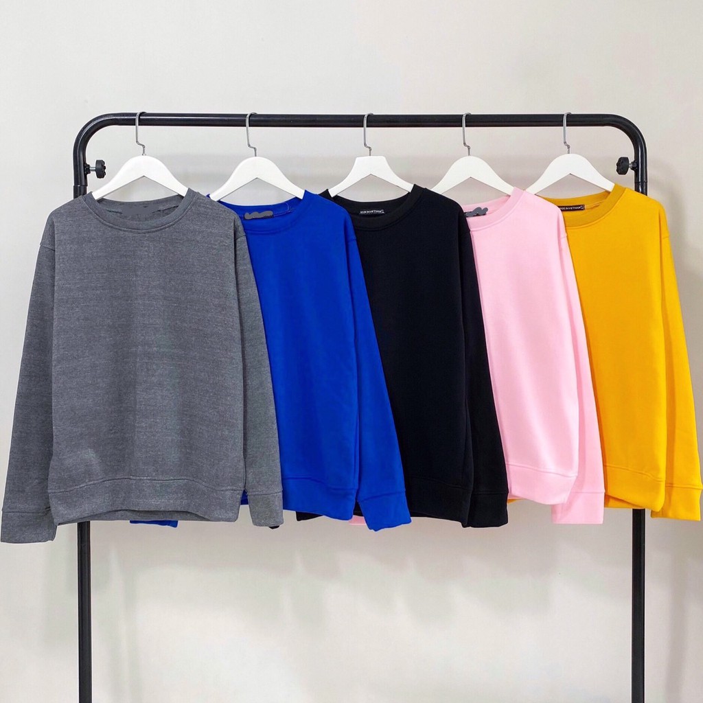 Áo Sweater Trơn Ulzzang Unisex Màu Xám Đậm Chất Nỉ Bông Cao Cấp Dáng Rộng Nam Nữ - MM | BigBuy360 - bigbuy360.vn