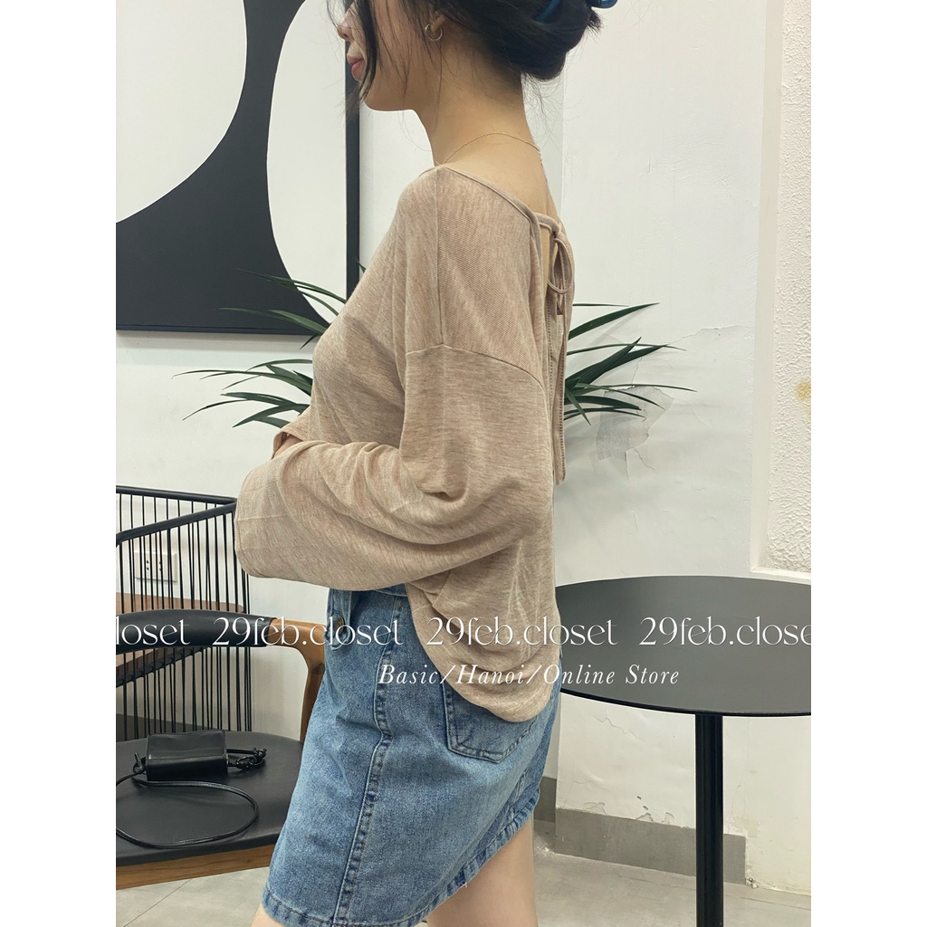 [Ảnh thật/Video] Áo thun giấy dài tay buộc dây sau - 29feb.closet - A87