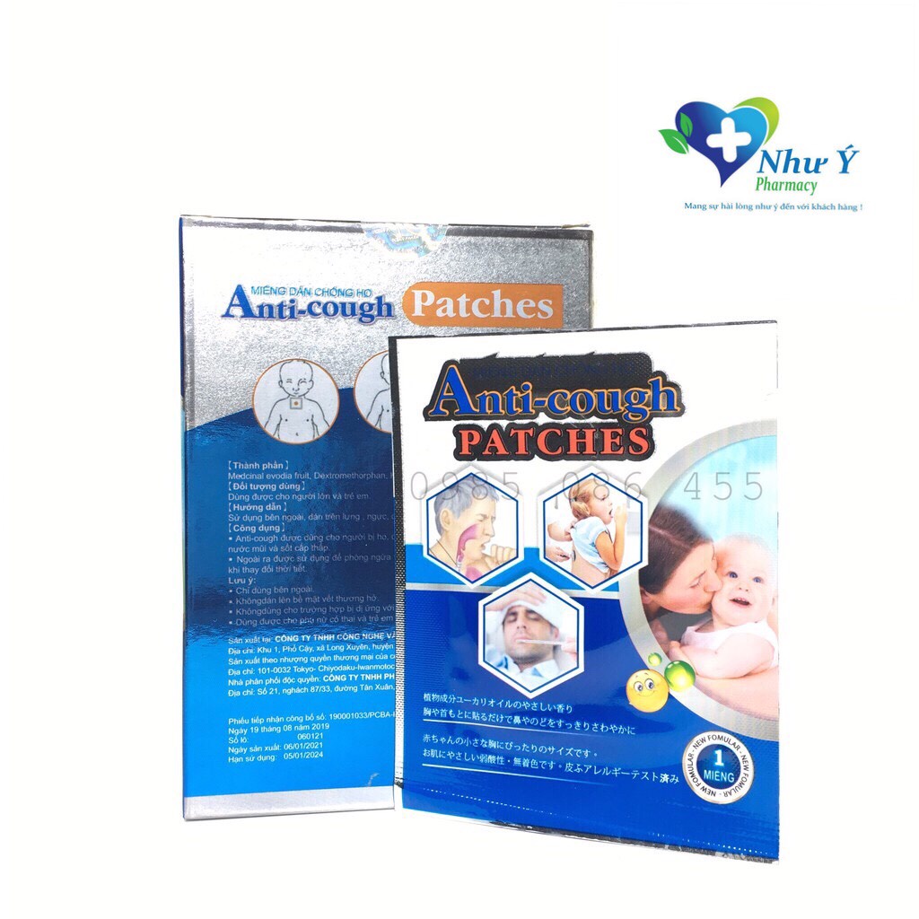 Miếng dán giảm ho, ấm ngực Anti-Cough (hộp 10 miếng)