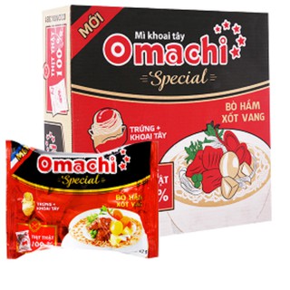 Mì gói, mì ăn liền, mì khoai tây Omachi vị bò hầm xốt vang (thùng 30 gói x 92g)