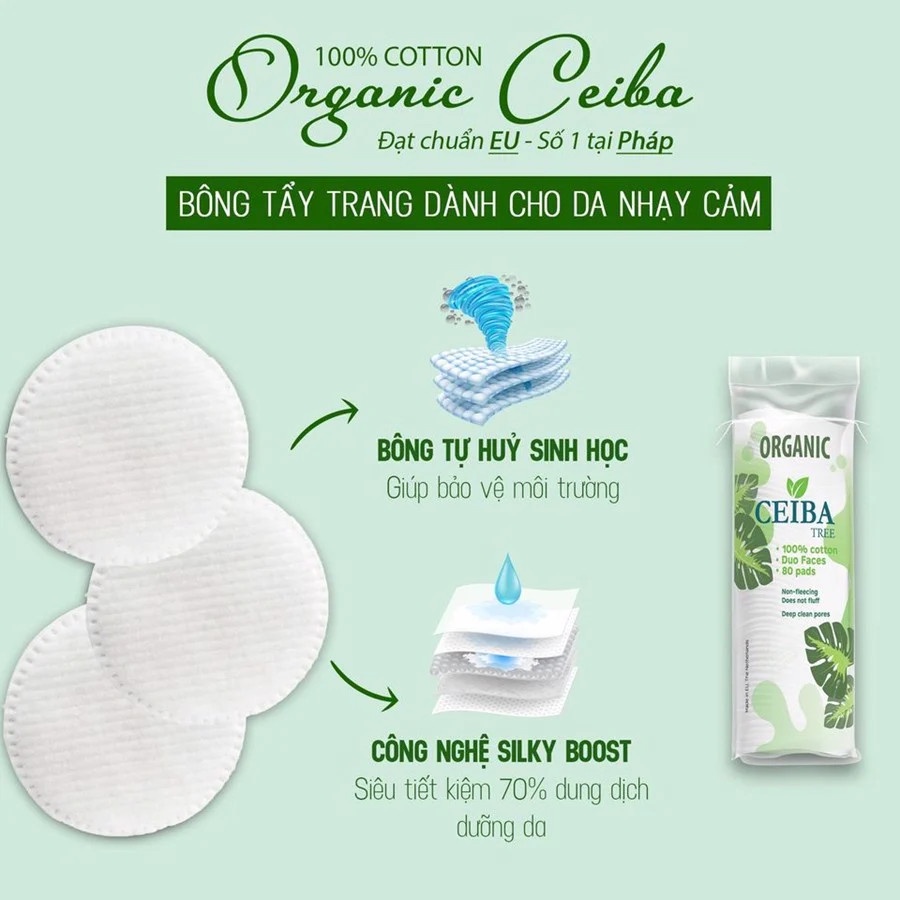 [MUA 5 TẶNG 1] COMBO 5 Bông Tẩy Trang Ceiba Tree Organic Cotton Pads - 80M