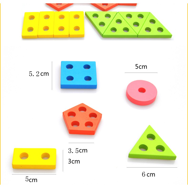 Bộ 2 Món Đồ Chơi Bằng Gỗ An Toàn Tiện Lợi Giúp Bé Phân Biệt Màu Sắc Hình Khối Và Xem Giờ