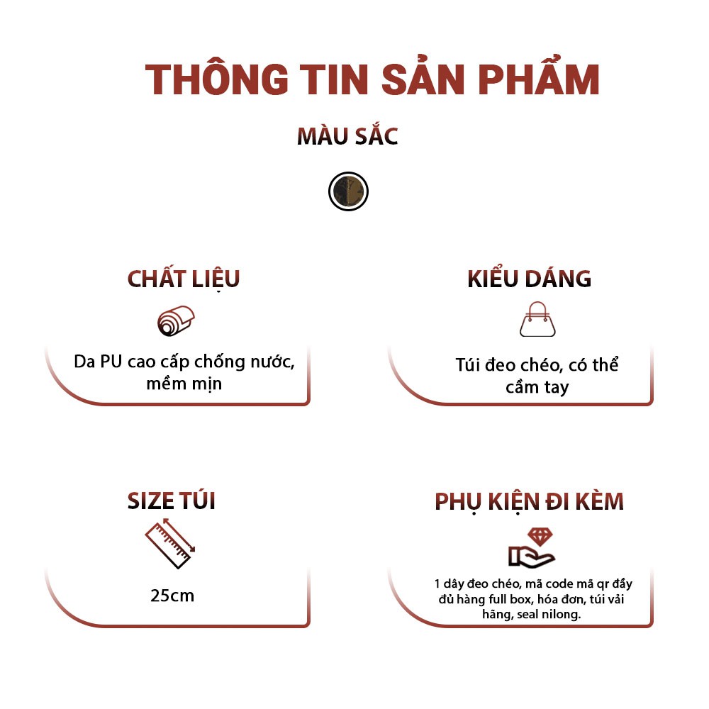 Túi Xách Nữ Nâu Pha Vàng Đeo Chéo Size 25 Mẫu Mới Nhất 2021 Full Box hàng Cao Cấp