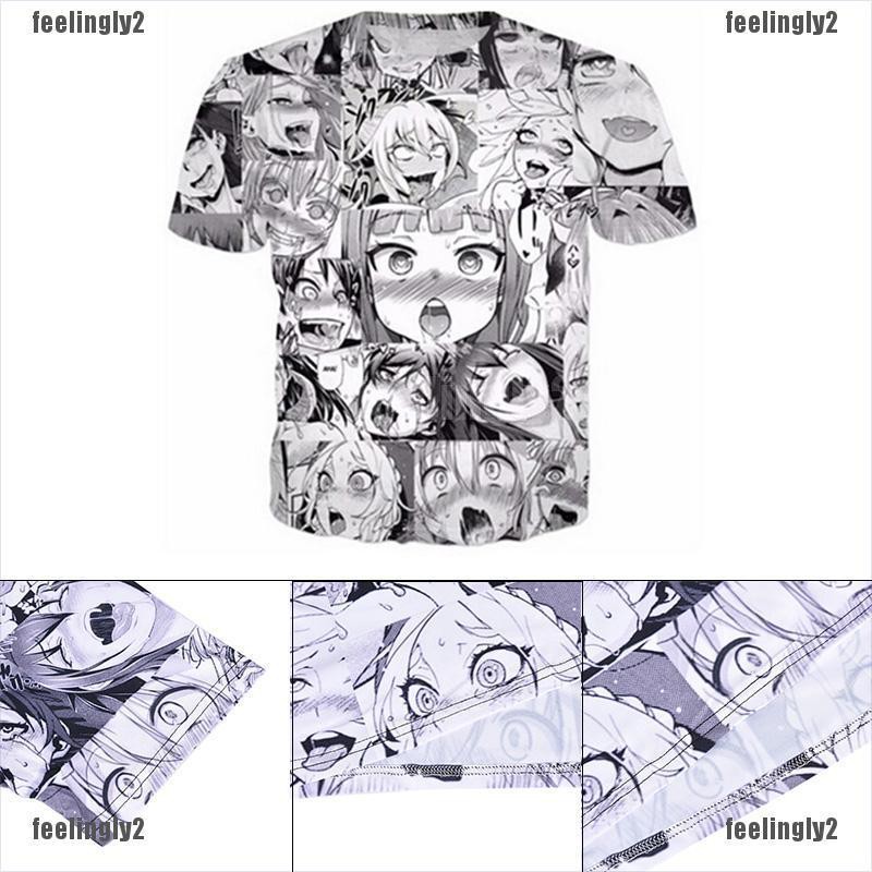 ❤Mặt Trời❤ Áo Thun Tay Ngắn In Họa Tiết Anime Ahegao 3D Vui Nhộn Thời Trang Unisex