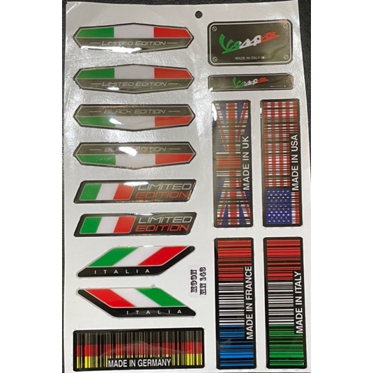 DECAL NỔI CỜ Ý DÁN XE HN143