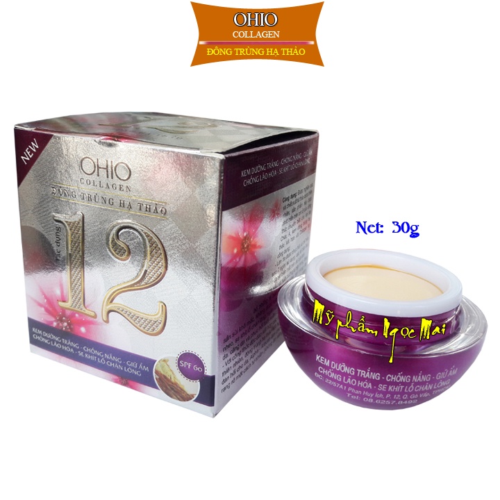 Kem dưỡng trắng - Chống nắng - Chống lão hóa - Se khít lỗ chân lông 12 tác dụng OHIO Collagen - Đông Trùng Hạ Thảo