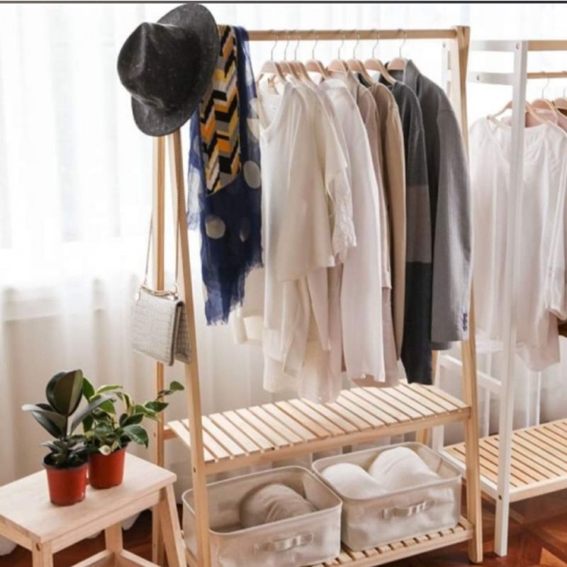 Kệ Treo Quần Áo Bằng Gỗ Chữ A 2 Tầng
