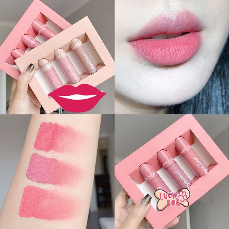 Hộp 3 son kem Dragon Rance hồng tây K412