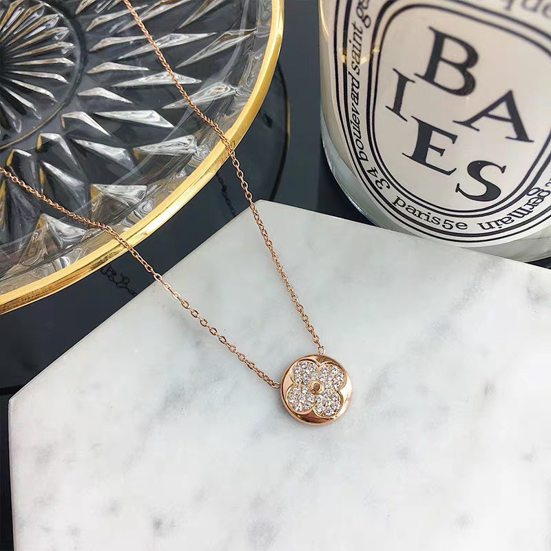 Vòng Cổ Bằng Thép Không Gỉ Mạ Vàng 18K Đính Kim Cương Giả Thời Trang Cá Tính Cho Nữ