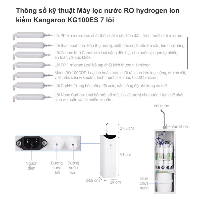 Máy lọc nước hydrogen ion kiềm KG100ES (Bao vận chuyển và lắp đặt HCM )