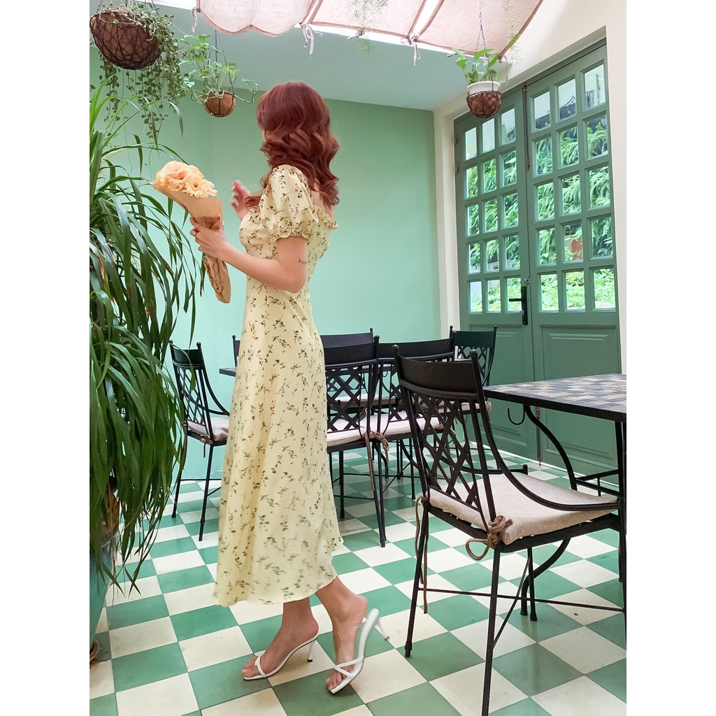 Đầm vàng hoạ tiết hoa Fiola Dress Gem clothing SP060623