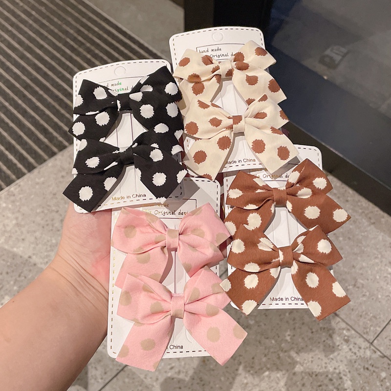 Set 2 Cặp Kẹp Tóc Nơ Dễ Thương Phong Cách Hàn Quốc Thời Trang Cho Nữ