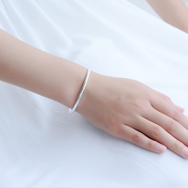Vòng Tay nữ Bạc 925 , vòng kiềng bạc khắc hoa văn sang trọng Korean - Lâm sao