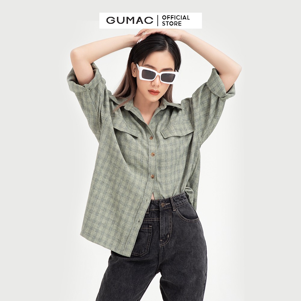 Áo sơ mi nữ phom rộng GUMAC đồ công sở thanh lịch AB421 | BigBuy360 - bigbuy360.vn