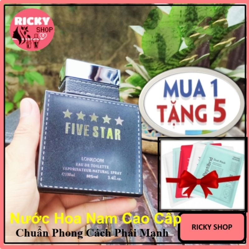 [SIÊU THƠM] Nước hoa nam chính hãng FIVE STAR 5 SAO LONKOOM 100ml mùi hương nam tính mạnh mẽ sang trọng thơm lâu | Thế Giới Skin Care