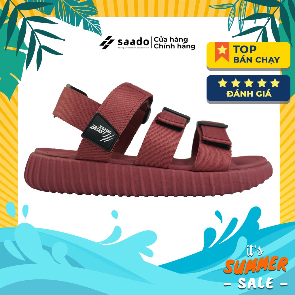 [CHÍNH HÃNG] SANDAL SAADO | BE04 – Red Rosie – Màu Đỏ Đô | Giày Sandal Nữ Đế 3cm Quai Ngang Đi Học, Đi Chơi Cao Cấp