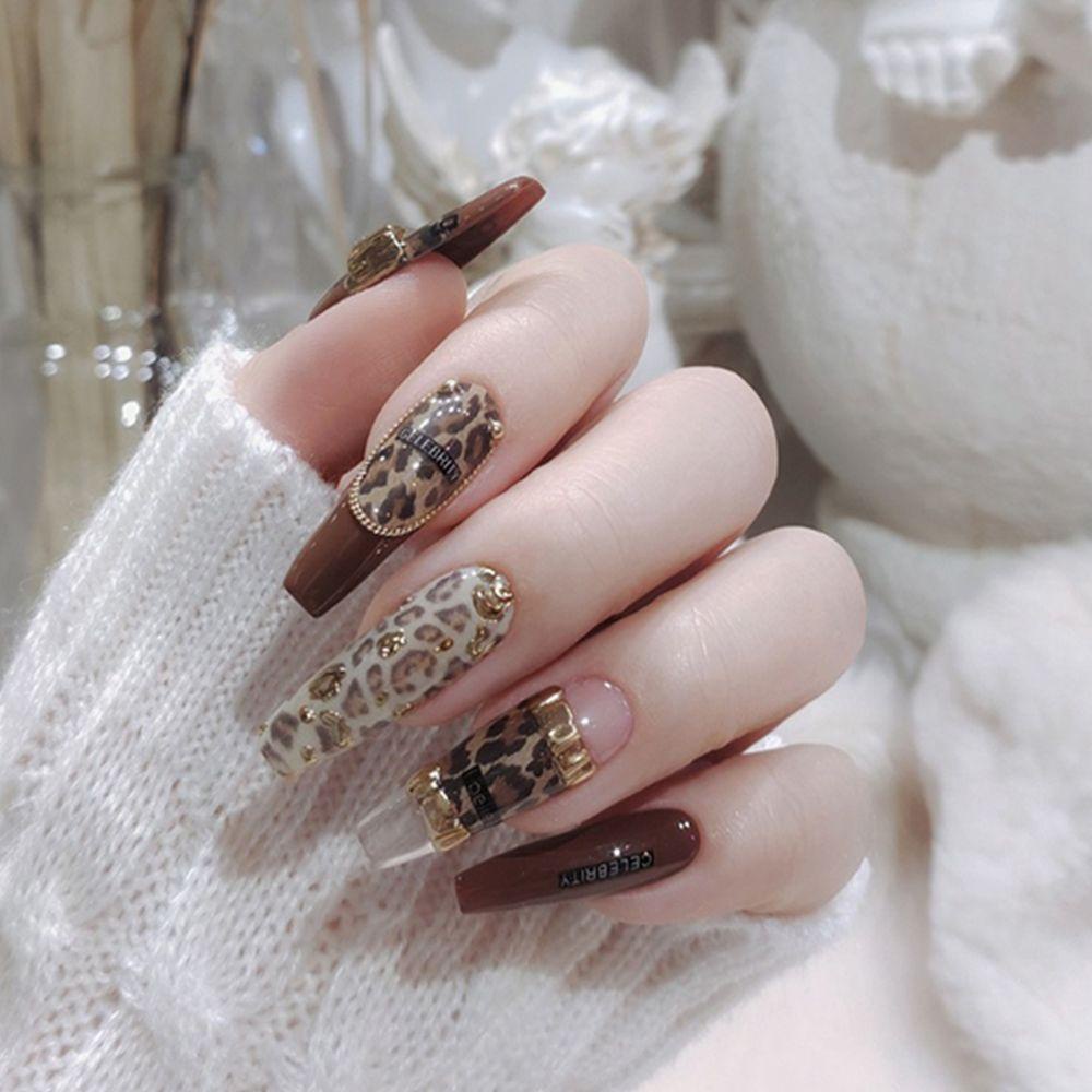 Miếng Dán Trang Trí Móng Tay Họa Tiết Da Báo / Hổ Độc Đáo DIY