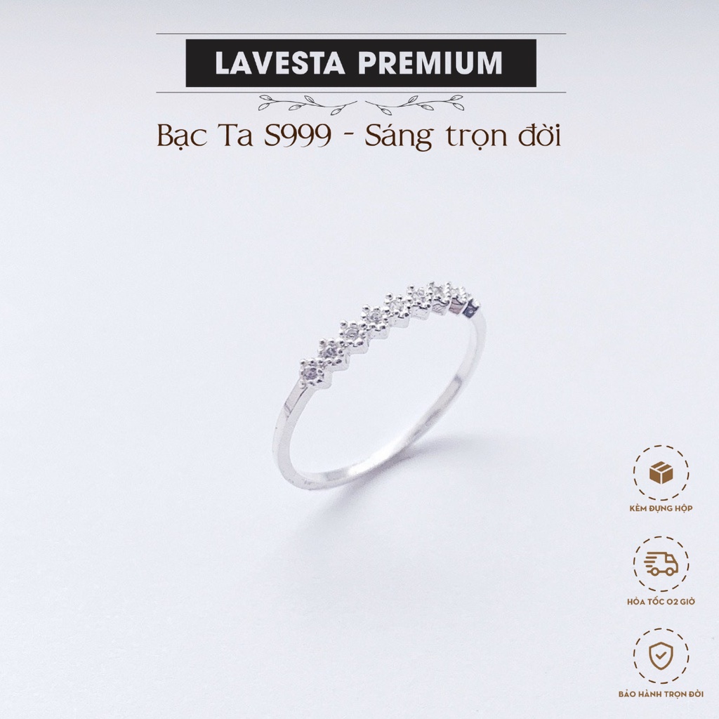 Nhẫn nữ bạc ta S999 nguyên chất đính đá pha lê tinh tế, thanh lịch SUN565 Lavesta