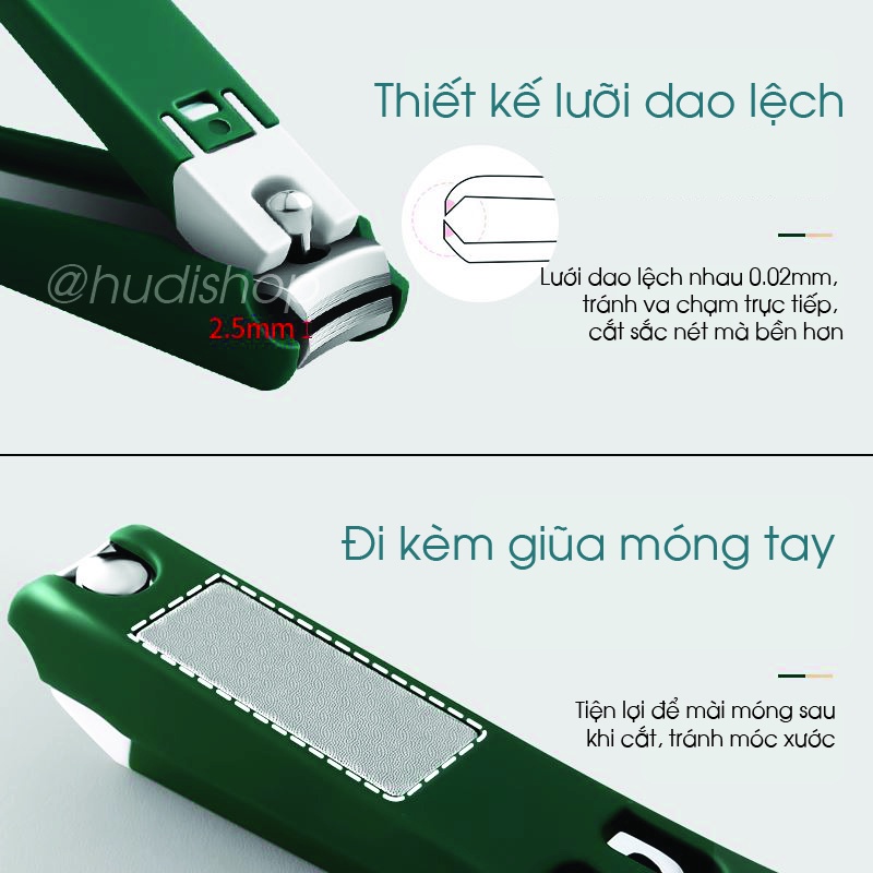 Bộ bấm móng tay có ngăn đựng Set 2 mon cắt móng tiện lợi thiết kế thông minh