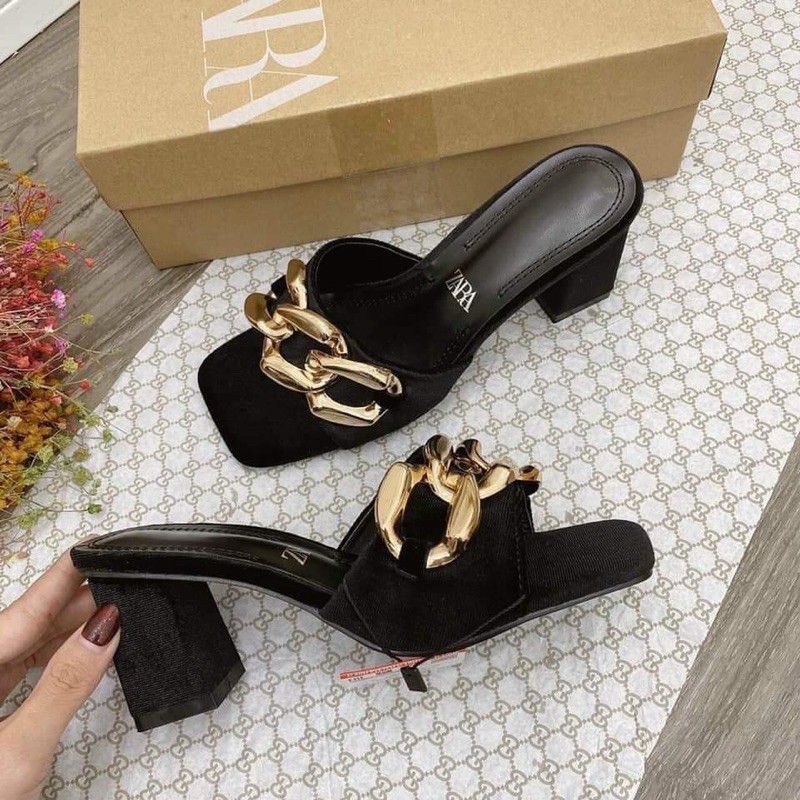 Dép Guốc Mũi Vuông Đế Trụ Xích To DD-0261