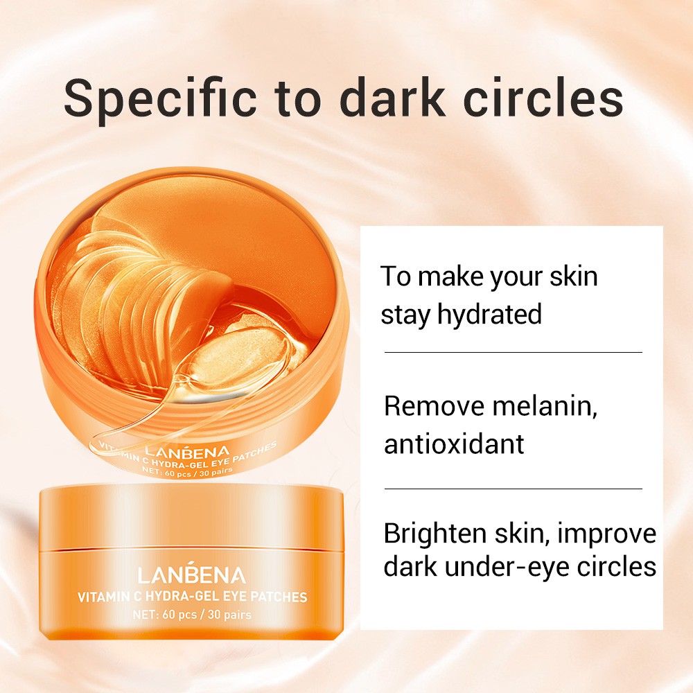 Mặt nạ mắt LANBENA hygra gel chứa vitamin C và colagen giúp dưỡng ẩm làm sáng quầng thâm và ngăn ngừa nếp nhăn 60 cái