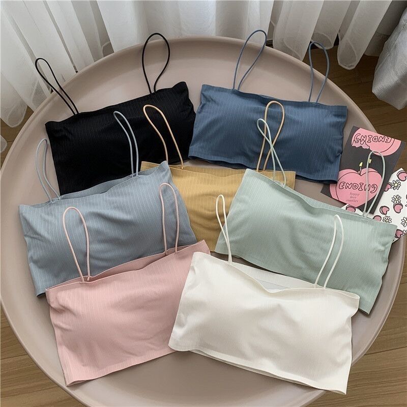 Áo bra quây đúc su gân tăm tông màu pastel 078