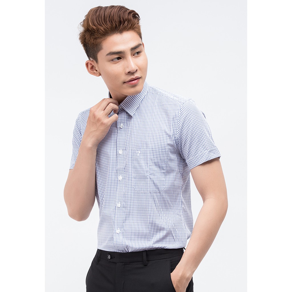 Áo Sơ Mi Ngắn Tay Sọc Caro Vạt Bầu Form Regular Vĩnh Tiến 345 - Nhiều Màu
