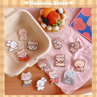 Pin cài balo, huy hiệu cài áo, sticker hình gấu thỏ ngộ nghĩnh Unicorn Store