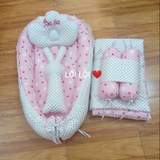 Combo nôi vải, chăn, gối ôm, gối chặn, gối nằm