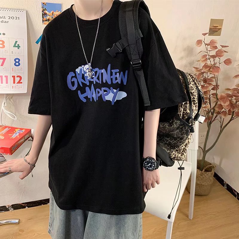 Áo Thun Tay Ngắn Dáng Rộng In Chữ Phong Cách Hip Hop Nhật Bản Thời Trang Cho Nam Cỡ Lớn M-8XL