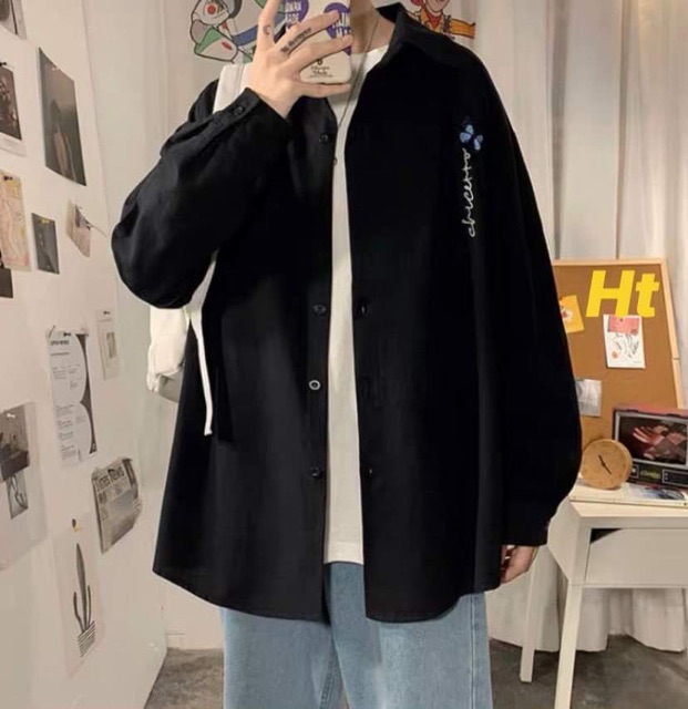 Áo sơ mi dài tay Chữ kí 5D in logo H2A966