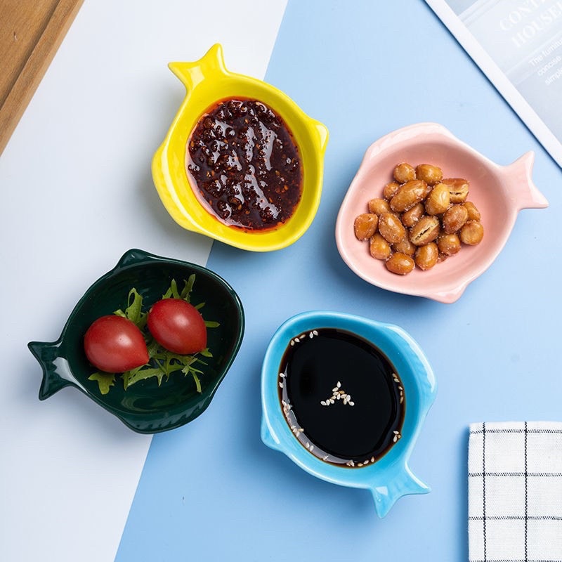 Chén chấm, đĩa đựng đồ ăn gia vị, Bát sứ decor bàn ăn dễ thương đựng nước chấm nhiều màu