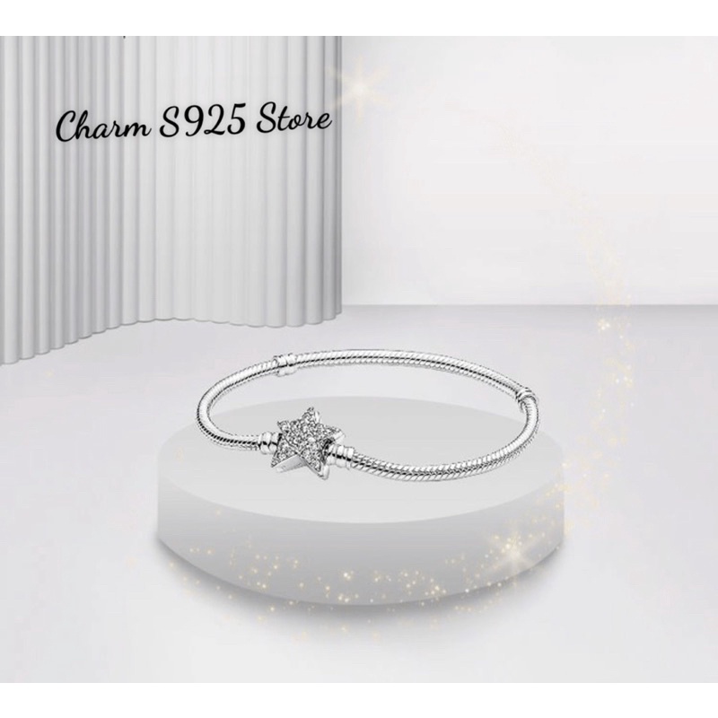 VÒNG TAY PAN ALE MỀM NGÔI SAO ĐÍNH ĐÁ BẠC S925 CAO CẤP