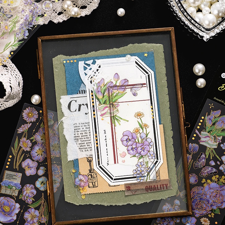 Set 3 Hoặc Lẻ Hình Dán Deco Sticker PET Tự Cắt Hình Hoa Seasons Parterre Dazzling