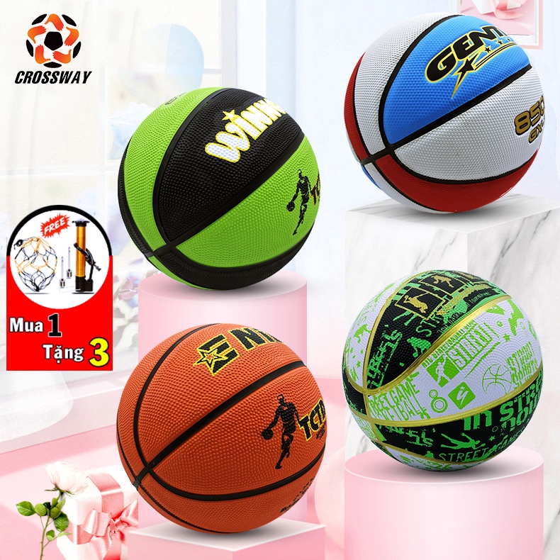 Quả Bóng Rổ Size 5 6 7 Chính Hãng, Banh Bóng Rổ Cao Su Đủ Size Trẻ Em Người Lớn Thi Đấu Sân Outdoor & Indoor