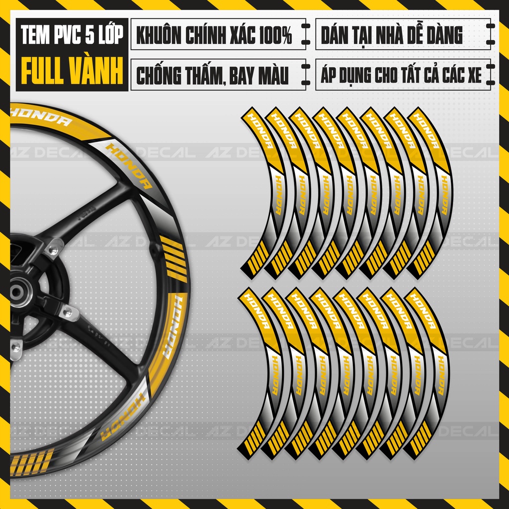 Tem Dán Vành Xe Máy Honda Bản To | Decal Dán Mâm Xe Winner X, Air Blade, Wave, SH, SH Mode, Vision,...