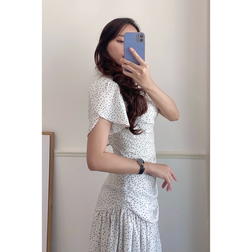 Đầm Maxi Cổ Tròn Kính Siêu Đẹp Chuẩn Gu Quý Cô Sang trọng, Váy xòe, tay ngắn, che bụng, xếp eo, chấm bi, đi làm, du lịch | BigBuy360 - bigbuy360.vn