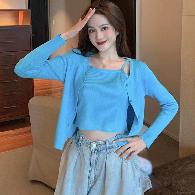 Áo Lửng Tay Dài Màu Sắc Quyến Rũ Cho Nữ