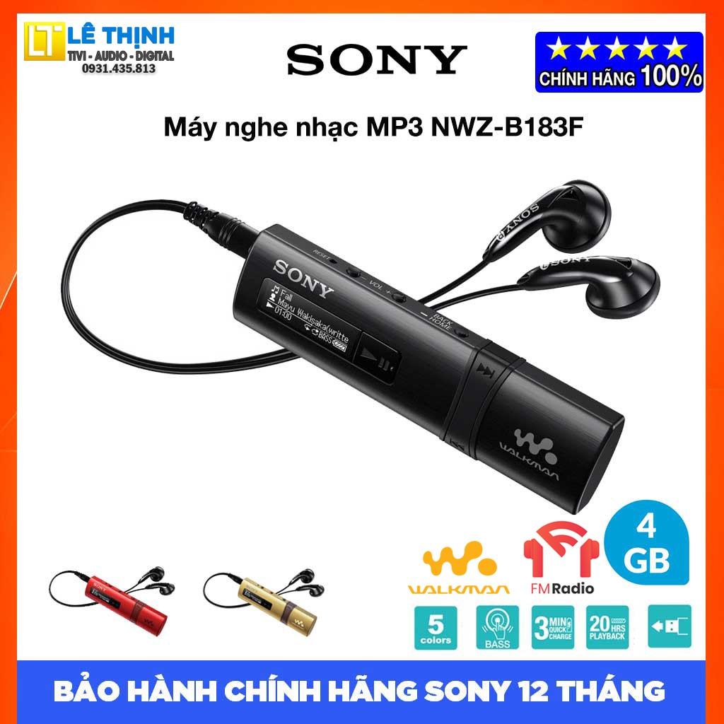 Máy nghe nhạc Sony Walkman NWZ-B183F (Đen) [4GB] | Hãng phân phối | Bảo hành chính hãng 12 tháng toàn quốc