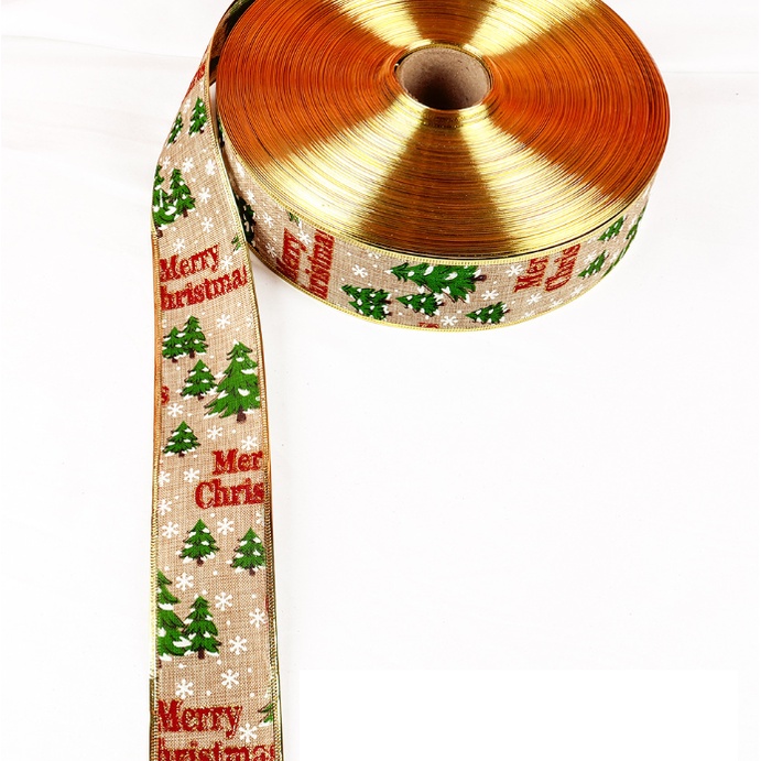 Dây Ruy Băng Vải Bố Cây Thông và Chữ RB62Trang Trí Noel Giáng Sinh