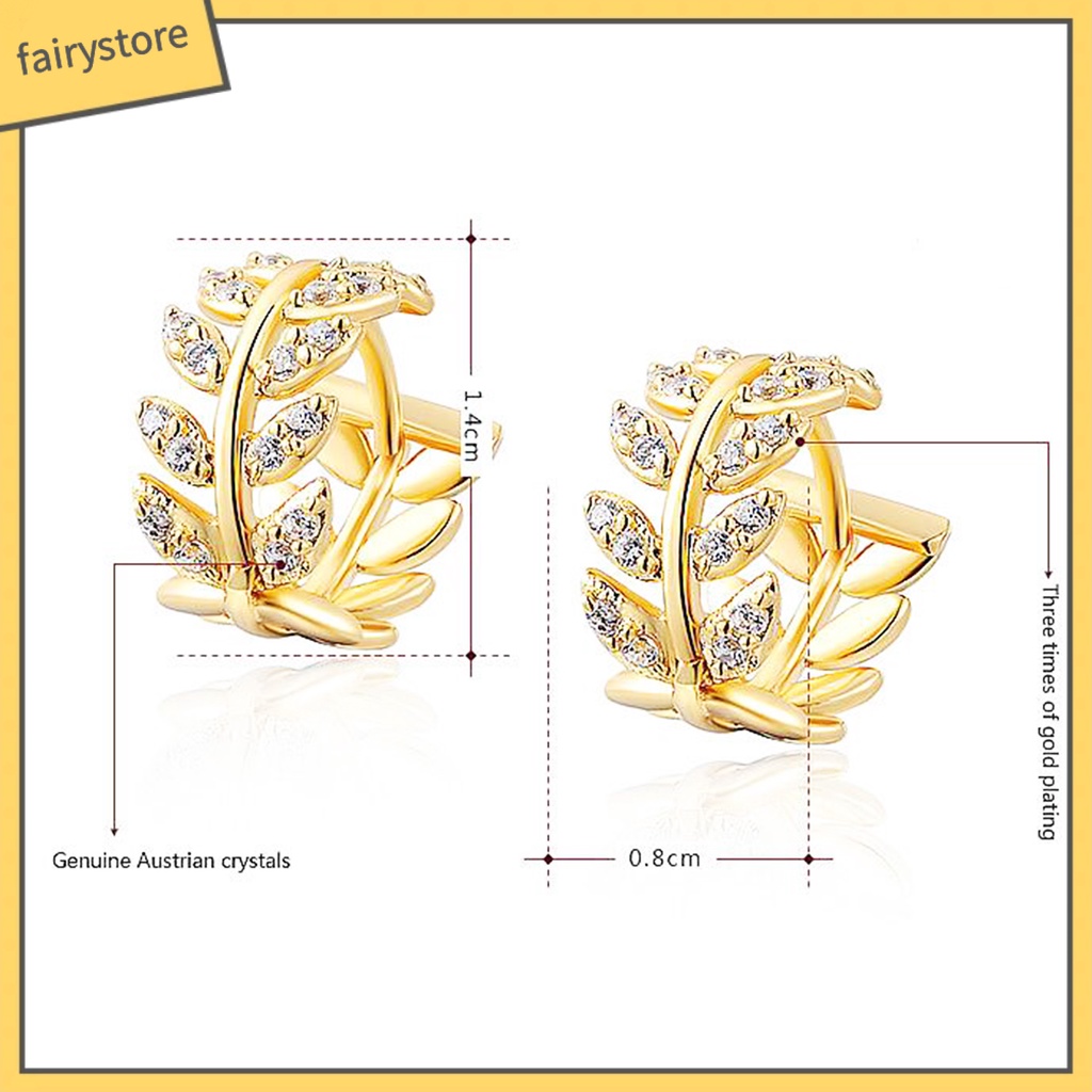 Bông Tai Hình Lá Đính Đá Cho Nữ