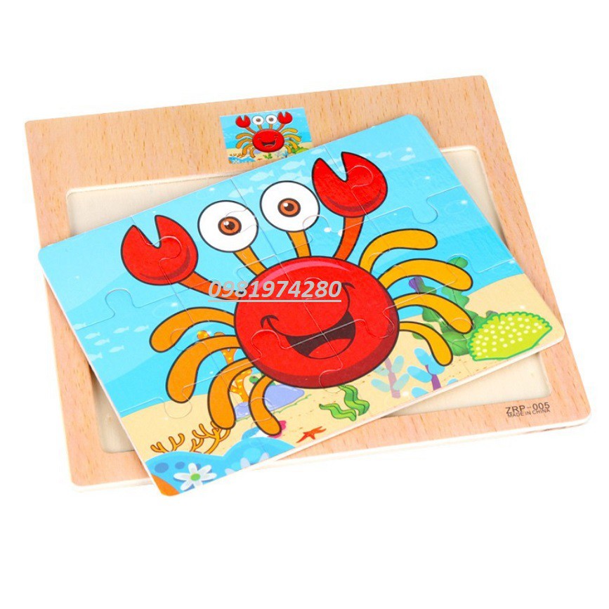 Combo 3 ghép hình Puzzle 12 mảnh có hình mẫu phía trên cho bé phát triển kỹ năng