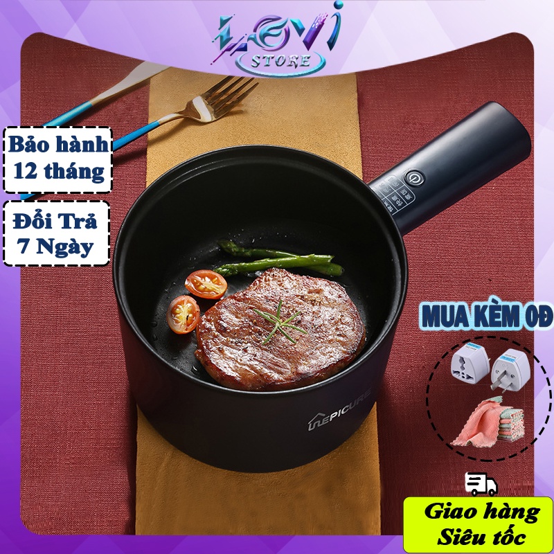 Nồi điện đa năng mini cao cấp, Chảo lẩu điện mini chống dính 1.8L 2 tầng nấu lẩu, hầm, xào, cơm, cháo..Bảo hành 12 tháng