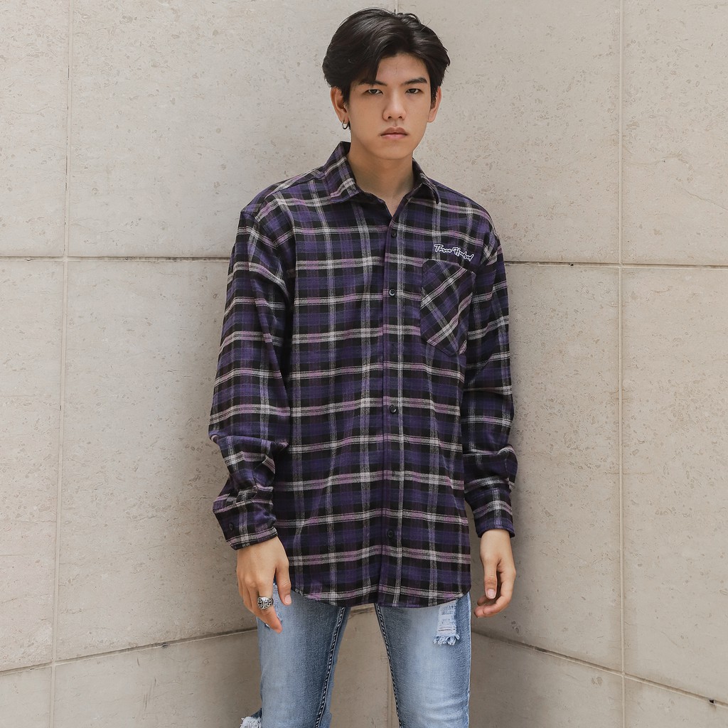 Áo Sơ Mi Flannel Three Hundred Màu Tím | BigBuy360 - bigbuy360.vn