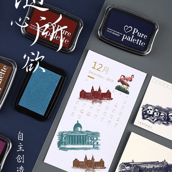 [35g] - Mực dấu màu Vintage Retro - Pure Palette Ink Pad - Pigment Ink Stamp Pad Glay Shades