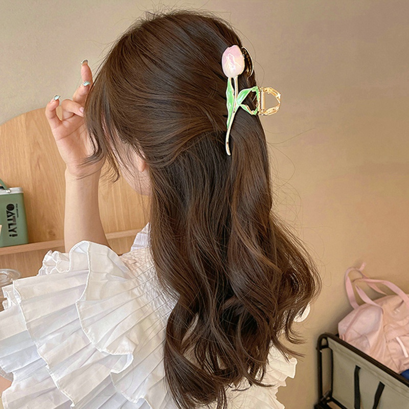 Kẹp Tóc Hoa Tulip / Cá Mập / Đuôi Ngựa Phong Cách Vintage Ngọt Ngào Hợp Thời Trang Cho Nữ